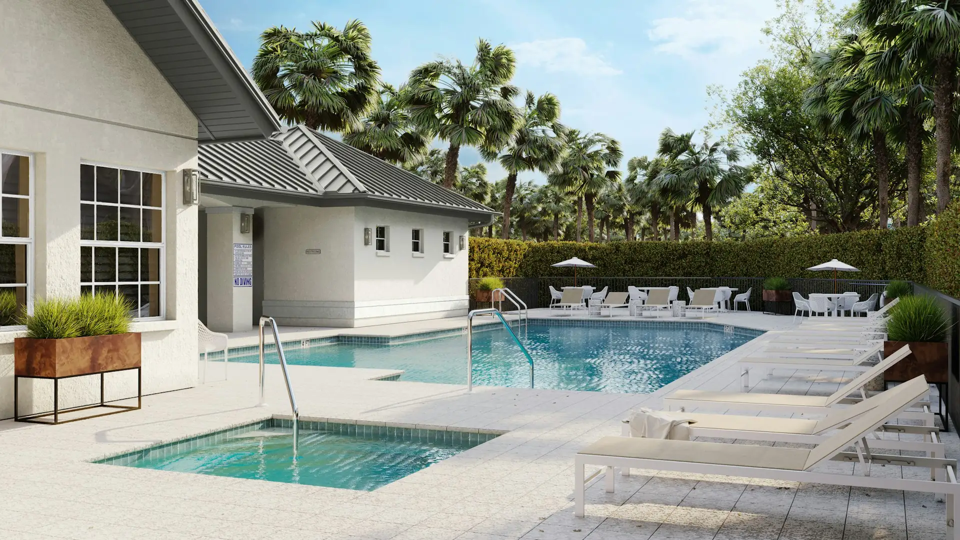 Resort-style pool and clubhouse at a residential community